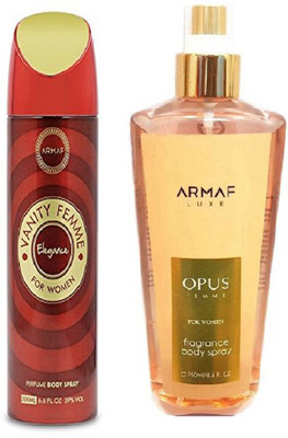 

armaf deodorant Armaf Vanity Femme Elegance Red Deodorant Body Spray For Women 200 ML & armaf opus body spray for women 250 ml Deodorant Spray - For Women(450 ml, Pack of 2)