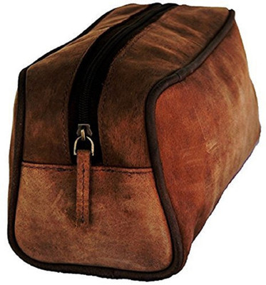 

echo Handicrafts Handmade Buffalo Genuine Leather Toiletry Bag Dopp Kit Shaving And Grooming Kit For Travel - Gift For Men Women - Hanging Zippered Makeup Bathroom Cosmetic Pouch Case Brown Travel Duffel Bag(Brown)