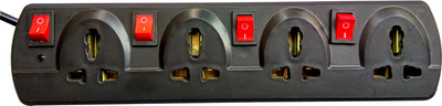 

S.Blaze 4+4 Power Strip / Extension Cord / Extension Board, with On / Off Switch & LED Indicator with 3-4m lengthy wire, For Home, Kitchen, Computer, Loud Speakers, Office use. 4 A Three Pin Socket