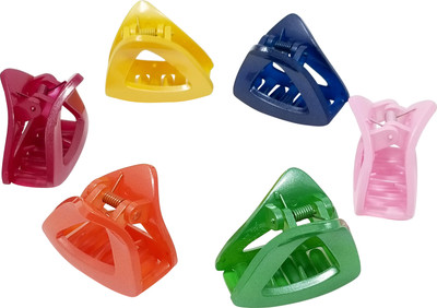 

Evolution Hair Clips, Claw Clips , Butterfly Clips, Med, Triangle Glittery Glossy Colors for Women / Girls, Pack of 6 Hair Claw(Multicolor)