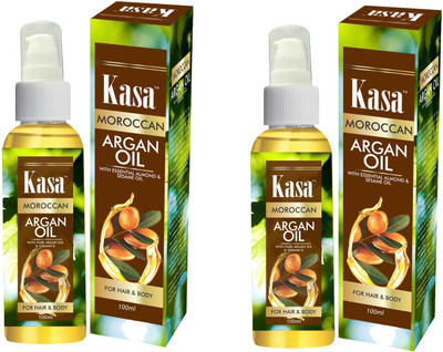 

Kasa Pack of 2 Moroccan Argan Oil [ with Almond Oil & sesame Oil] for Hair Growth & Strength 50 ml Hair Oil(50 ml)