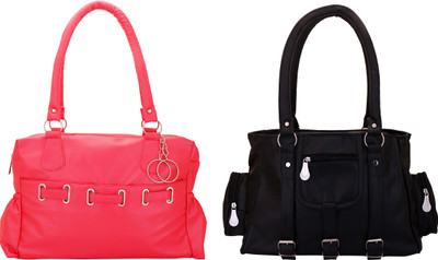 

Lady bar Shoulder Bag(Pink, Black), Black;pink