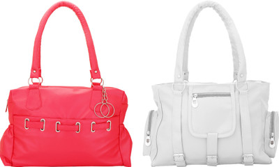 

Lady bar Shoulder Bag(Pink, White)