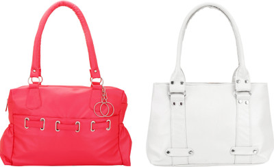 

Lady bar Shoulder Bag(Pink, White)