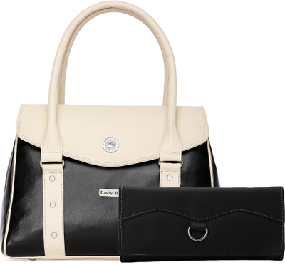 

Lady bar Hand-held Bag(Beige, Black)