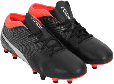 

Puma Boys & Girls Lace Football Shoes(Black, Black- silver-red blast
