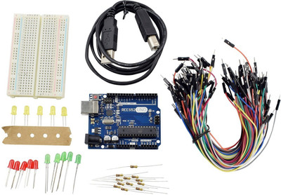 

Robocraze Basic Starter Kit Arduino Uno Breadboard LED Jumper Wire For Arduino(Multicolor)