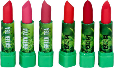 

ADS Green tea lipstick multicolor set of 6(Multicolor, 1.5 ml)