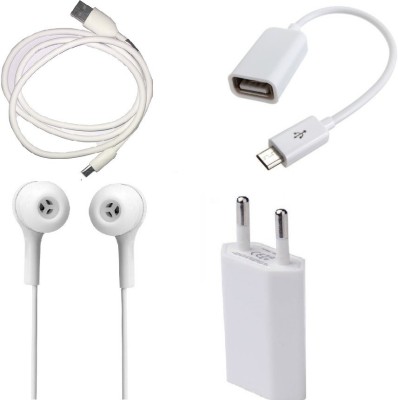KAYKON Wall Charger Accessory Combo for Samsung Galaxy J5 With High Quality 2.1A Charging Adapter Micro USB Cable OTG Cable and With Stereo Sound Quality Earphone - #BestonFlipkart(White)