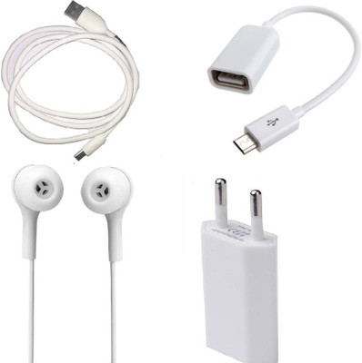 kaykon Wall Charger Accessory Combo for Samsung Galaxy J5 With High Quality 2.1A Charging Adapter Micro USB Cable OTG Cable and With Stereo Sound Quality Earphone - #BestonFlipkart(White) Flipkart