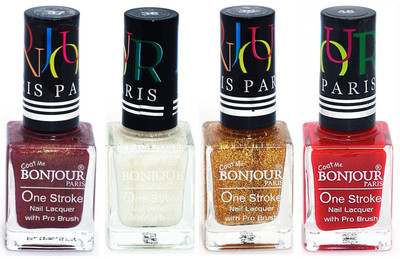

Bonjour Paris Nail Lacquer Super Stay Coffee, White, Golden, Red(Pack of 4)