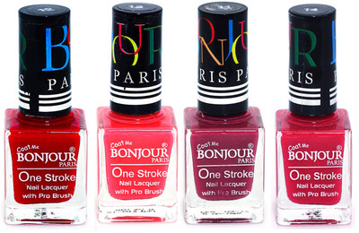 

Bonjour Paris Ultra-long-wear formula High Shine Nail Polish 133 Red, Pink, Mauve, Pink(Pack of 4)