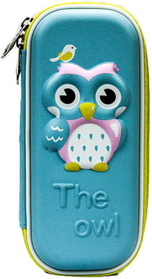 

Shopkooky Pencil case for kids premium quality cute owl face hardtop small box with compartment ecofriendly canvas designer student pen coin purse pouch cosmetic makeup bag pattern zipper carry your brush eraser sharpener scale markers highlighters glue s