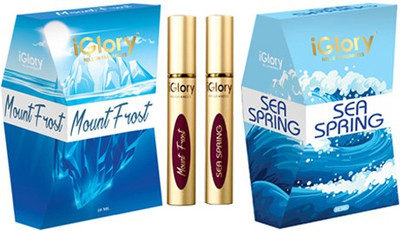 

iGlory BEST PERFUMES FOR MAN & WOMEN, GREEN & SPICY, FLORAL & WOODY, BEST QUALITY ROLL ON ATTAR FRAGRANCES, TRAVEL FRIENDLY, 100% NON ALCOHOLIC, LONG LASTING AROMAS, DAY PERFUMES, NO GAS, NO WATER - SEA SPRING & MOUNT FROST(Pack of 2) Perfume - 20 ml(For 
