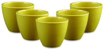 

YELLOW TABLE Combo of 5 Mini Ceramic Flower Pot in Lime Green, (Height 3 inch); Pot for Living Room / Table Top / Indoor Plants / Artificial Flowers / Garden D�cor Plant Container Set (Pack of 5, Ceramic) Plant Container Set(Pack of 5, Ceramic)