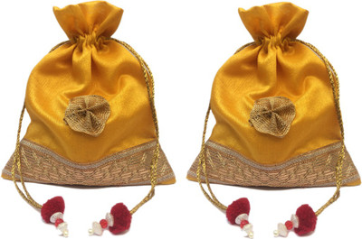 

Shubh Shagun Ethnic Handbag Pouch Potli Potli(Yellow)