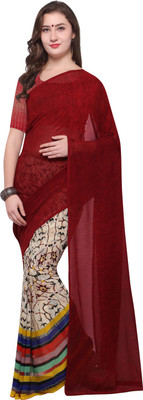 Divastri Printed Fashion Georgette Saree(Maroon)