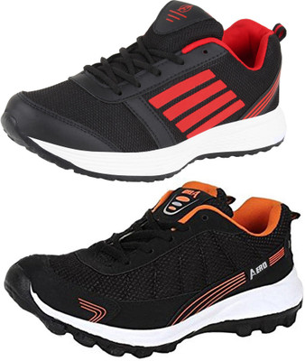 

Aero 02 Pair Combo Power Play Running Shoes For Men(Black, Orange, Black, Red