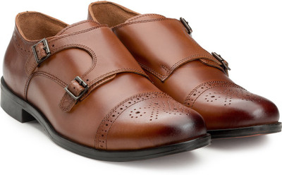 

Escaro Men's Leather Formal Monk Strap For Men(Brown, Tan