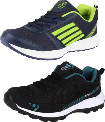 

Aero 02 Pair Combo Power Play Running Shoes For Men(Black, Blue, Navy, Green, Black::cyan::navy::pgreen