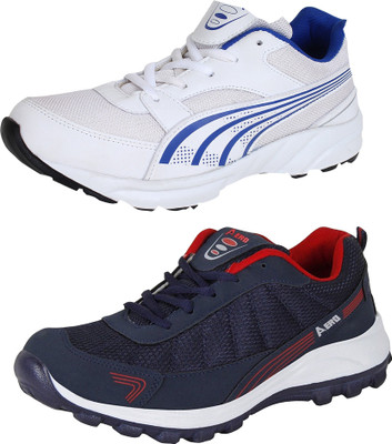 

Aero 02 Pair Combo Power Play Running Shoes For Men(Multicolor, Blue::red::white::blue