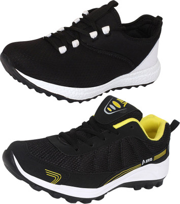 

Aero 02 Pair Combo Power Play Running Shoes For Men(Black, Yellow, Black, White