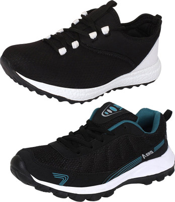 

Aero 02 Pair Combo Power Play Running Shoes For Men(Black, Blue, Black, White, Black::cyan::black::white