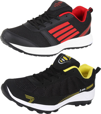 

Aero 02 Pair Combo Power Play Running Shoes For Men(Black, Yellow, Black, Red