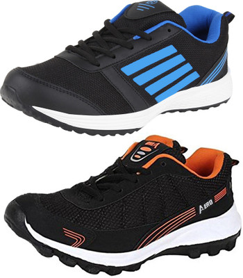 

Aero 02 Pair Combo Power Play Running Shoes For Men(Black, Orange, Black, Blue, Black::orange::black::rblue