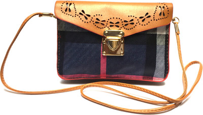 

Urban Interia Women Casual Blue, Brown Leatherette Sling Bag