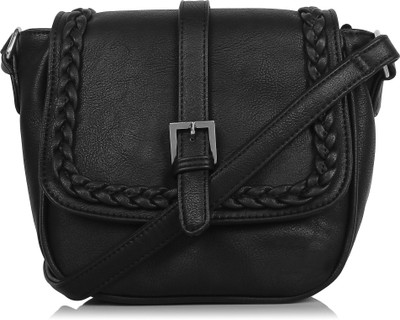 

BUWCH Women Casual Black PU, Polyester Sling Bag