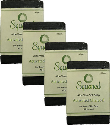 

Squared Activated Charcoal Soap for skin purification and pollution free skin(400 g, Pack of 4)