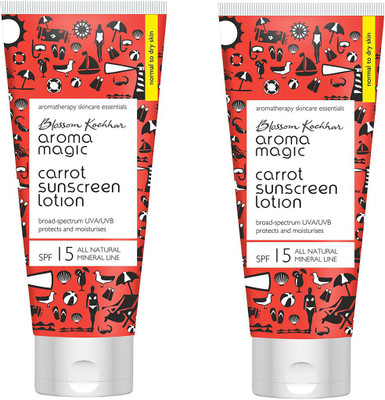 

Aroma Magic Carrot Sunscreen Lotion Pack of 2 - SPF 15 PA+(50 ml)