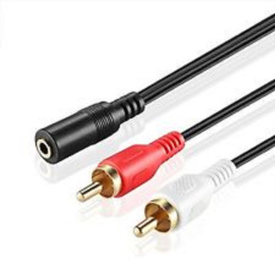 

TECHON TV-out Cable stereo female to 2 rca male cable 1.5 meter-(Black, For Home Theater)