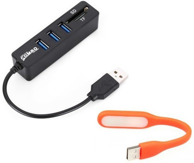

durReey Set of Multi connectivity USB Hub with Ultra Flexible Emergency Led Light E81 USB Hub, Led Light(Orange, Black)