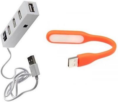 

durReey Set of Multi connectivity USB Hub with Ultra Flexible Emergency Led Light E94 USB Hub, Led Light(White, Orange)
