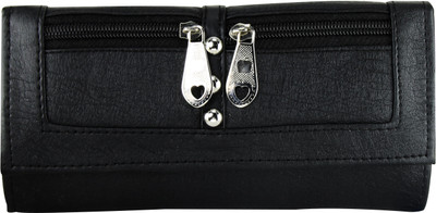 

Upshot Women Evening/Party Black Artificial Leather Wallet(3 Card Slots)