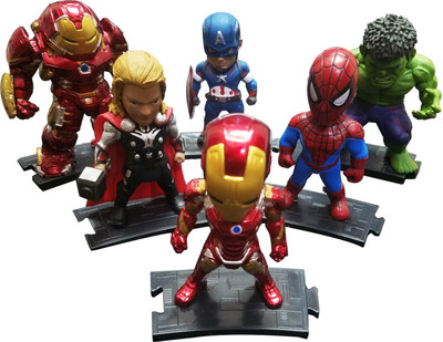 

Toy Mela DC Comics Marvel Avengers Superheroes Toys 6pcs/set Kids Nation Figures Captain America, Thor, Iron Man Buster Mark 44, Iron Man, Hulk, Spiderman 8-10cms PVC Figures(Multicolor)
