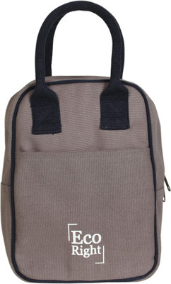 ECORIGHT Reusable Lunch Tote Bag - Cotton Canvas Eco Friendly & Insulated Cooler Washable with Zipper for Men, Women, Adults (Grey) - 0711 Waterproof Lunch Bag(Beige, 5 L)