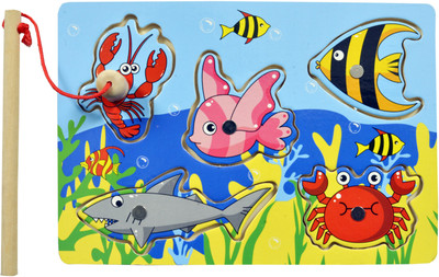 Hnt Kids mini wooden magnetic fishing board Board Game