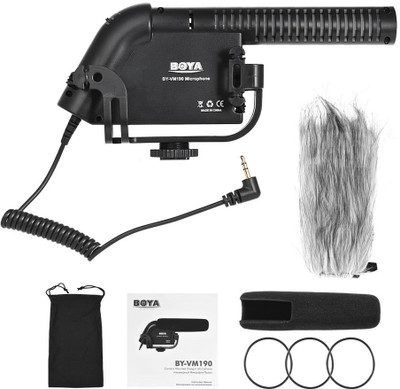 Boya BY-VM190 with Integrated Shock Mount DSLR Camera 3.5mm Stereo Shotgun Camera Microphone