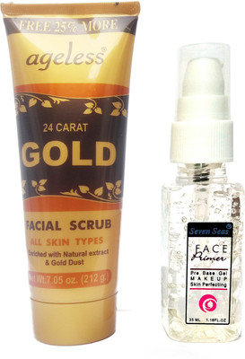 

seven seas makeup face gel base primer 35ml fashion lady collection gold scrub cream combo ( set of 2 )(Set of 1)