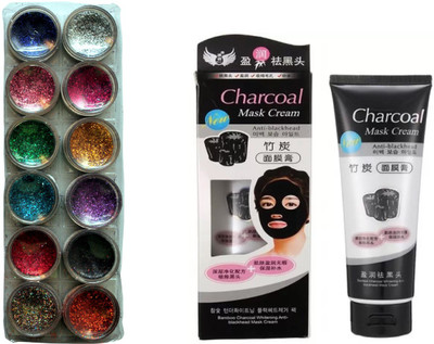 

Vozwa 12 Multi Glitter Powder & Bamboo Charcoal Face Mask(Set of 13)