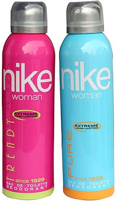 

Nike (Trendy, Pure) Deodorant Spray - For Women(200 ml, Pack of 2)