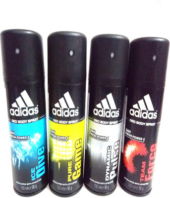 

ADIDAS ICE DIVE-PURE GAME-DYNAMIC PULSE-TEAM FORCE Deodorant Spray - For Men(600 ml, Pack of 4)