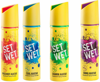 

Set Wet cool charm mischeif swag avtaar deodrant spray Body Spray - For Men(600 ml, Pack of 4)