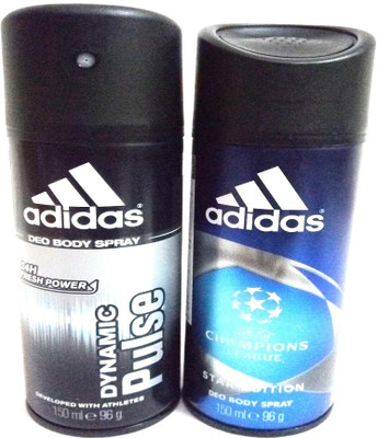 

ADIDAS DYNAMIC PULSE AND CHAMPIONS LEAGUE Deodorant Spray - For Men(300 ml, Pack of 2)