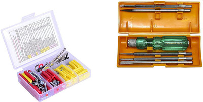 

Taparia STURDY' Do It YourSelf KIT-FOR HANDYMAN - DIY KIT-198 Pcs. + Taparia 812 Screw Driver Set with Neon Bulb Standard Screwdriver Set, Multicolor