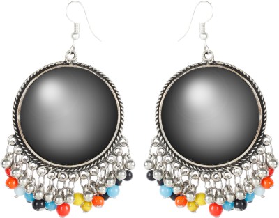 Muccasacra New Trend of Silver Finish Mirror With Multicolour Beads Alloy, Glass Drops & Danglers