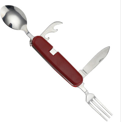 

LAXMI Portable Multi-function 4 In 1 Foldable Opener Tableware Set for Travel Camping Picnic 4 Multi-utility Knife(Red)